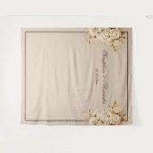 エレガント金ゴールドとアイボリーのフローラ結婚の背景 タペストリー (正面(横))