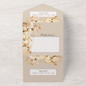 エレガント金ゴールドとアイボリーのフローラ結婚 オールインワン招待状 (外側)