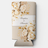 エレガント金ゴールドとアイボリーのフローラ結婚 スリム缶クーラー (裏面)