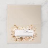 エレガント金ゴールドとアイボリーのフローラ結婚 プレイスカード (外部開封)