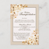 エレガント金ゴールドとアイボリーの結婚フローラの輸送 エンクロージャーカード (正面)