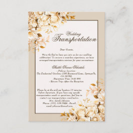 エレガント金ゴールドとアイボリーの結婚フローラの輸送 エンクロージャーカード