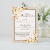 エレガント金ゴールドとアイボリーの結婚フローラの輸送 エンクロージャーカード (スタンド正面)