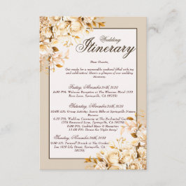 エレガント金ゴールドとアイボリーフローラの結婚旅程 エンクロージャーカード