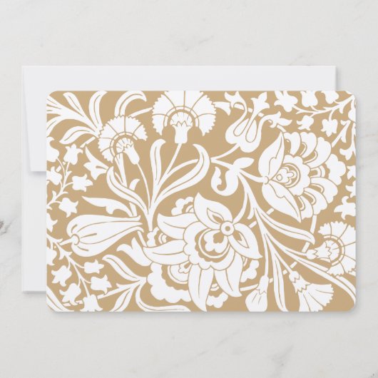 エレガント金ゴールドとアイボリーフローラ日付の保存 招待状 (裏面)