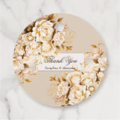 エレガント金ゴールドとアイボリーフローラ結婚の感謝 フェイバータグ (裏面)
