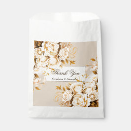 エレガント金ゴールドとアイボリーフローラ結婚の感謝 フェイバーバッグ