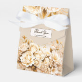 エレガント金ゴールドとアイボリーフローラ結婚の感謝 フェイバーボックス (正面サイド)