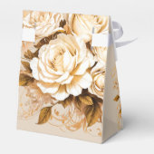 エレガント金ゴールドとアイボリーフローラ結婚の感謝 フェイバーボックス (裏面サイド)