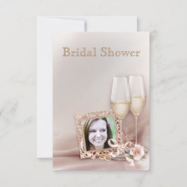 エレガント金ゴールドとアイボリー結婚のブライダルシャワー招待 招待状