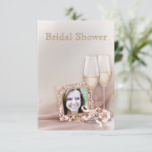 エレガント金ゴールドとアイボリー結婚のブライダルシャワー招待 招待状 (スタンド正面)