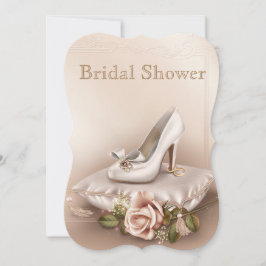 エレガント金ゴールドとアイボリー結婚のブライダルシャワー招待 招待状