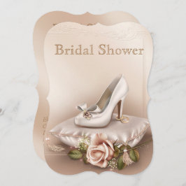 エレガント金ゴールドとアイボリー結婚のブライダルシャワー招待 招待状