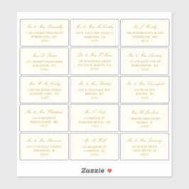 エレガント金ゴールドとアイボリー結婚の個別アドレス シール