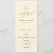 エレガント金ゴールドとクリームの書結婚道 プログラム (正面)