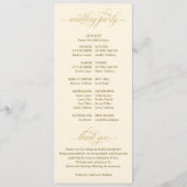 エレガント金ゴールドとクリームの書結婚道 プログラム (裏面)