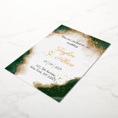 エレガント金ゴールドとグリーン結婚式招待状 箔招待状 (回転した状態)