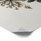 エレガント金ゴールドとグレーフローラ ポスター (角)