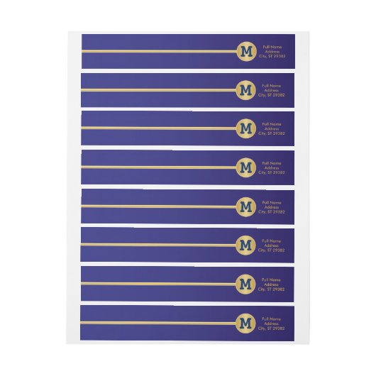 エレガント金ゴールドとダークブルーデザイン ラップアラウンドラベル (シート)