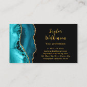 エレガント金ゴールドとティール（緑がかった色）ブルーアゲート 名刺 (裏面)