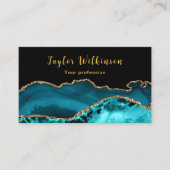 エレガント金ゴールドとティール（緑がかった色）ブルーアゲート 名刺 (正面)