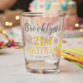 エレガント金ゴールドとデイジー21歳の誕生日パーティー ショットグラス
