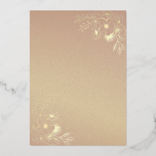 エレガント金ゴールドとネイビー結婚ブルーの箔招待状 箔招待状 (裏面)