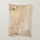 エレガント金ゴールドとバラの金ゴールドマーブル&グリッター アクセントクッション (裏面(縦))