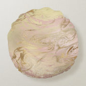 エレガント金ゴールドとバラの金ゴールドマーブル&グリッター ラウンドクッション (裏面)