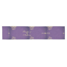 エレガント金ゴールドとパープル結婚のテーブルランナー