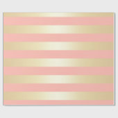 エレガント金ゴールドとピンクのクリスマスストライプパターン ラッピングペーパー (フラット)