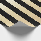 エレガント金ゴールドとブラックのクリスマスストライプパターン ラッピングペーパー (角)