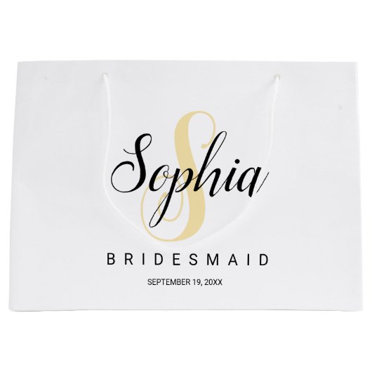 エレガント金ゴールドとブラックのブパーソナライズされたライデメイド ラージペーパーバッグ (正面)