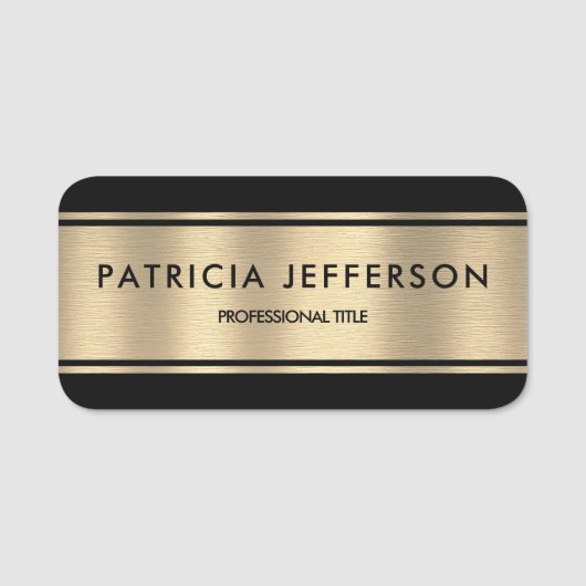 エレガント金ゴールドとブラックの贅沢：スタイルと洗練 名札 (正面)