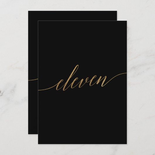 エレガント金ゴールドとブラックテーブルイレブンのテーブル番号 (正面/裏面)