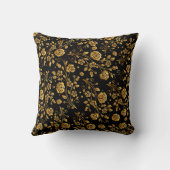 エレガント金ゴールドとブラックバラ装飾用クッション クッション (裏面)