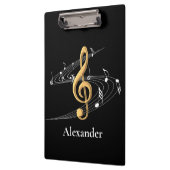 エレガント金ゴールドとブラックミュージックノート名前をカスタムする クリップボード (左)