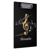 エレガント金ゴールドとブラックミュージックノート名前をカスタムする クリップボード (右)