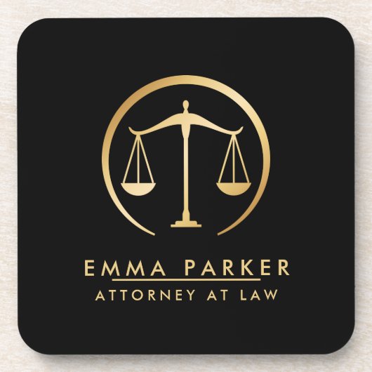 エレガント金ゴールドとブラック弁護士ブラック コースター (正面)
