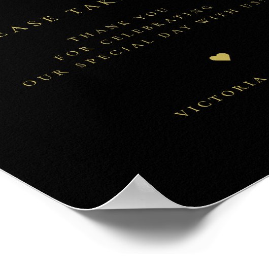 エレガント金ゴールドとブラック結婚式の引き出物 ポスター (角)