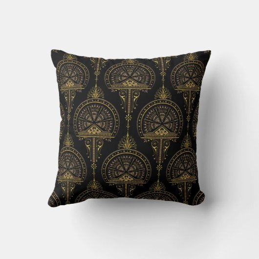 エレガント金ゴールドとブラック装飾用クッション クッション (裏面)