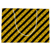 エレガント金ゴールドとブラック誕生日 ラージペーパーバッグ (裏面)