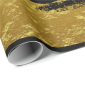 エレガント金ゴールドとブラック50th Any Age誕生日 ラッピングペーパー (ロールコーナー)