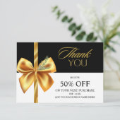 エレガント金ゴールドとブラック・ビジネス・サンキューカード サンキューカード (スタンド正面)