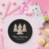 エレガント金ゴールドとブラック·メリー·クリスマスツリー ペーパープレート (パーティー)