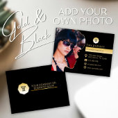 エレガント金ゴールドとブラック、独自の写真とロゴを追加カスタムする 名刺