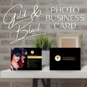 エレガント金ゴールドとブラック、独自の写真とロゴを追加カスタムする 名刺