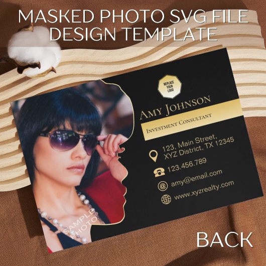 エレガント金ゴールドとブラック、独自の写真とロゴを追加カスタムする 名刺