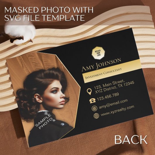 エレガント金ゴールドとブラック、独自の写真とロゴを追加カスタムする 名刺