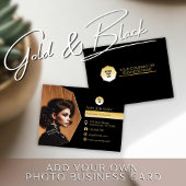 エレガント金ゴールドとブラック、独自の写真とロゴを追加カスタムする 名刺